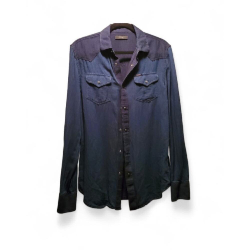 Diesel 100% cotton denim colored button down